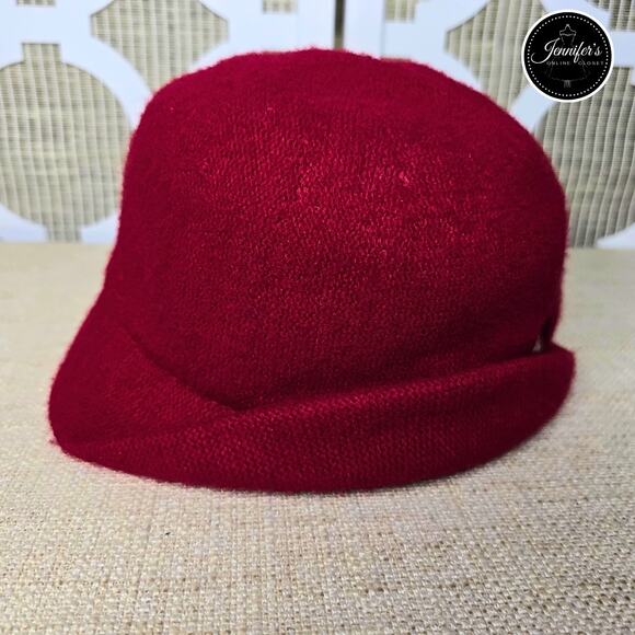 Betmar Betty Rhinestone Bow Wool Blend Red Cloche Hat - Picture 4 of 11